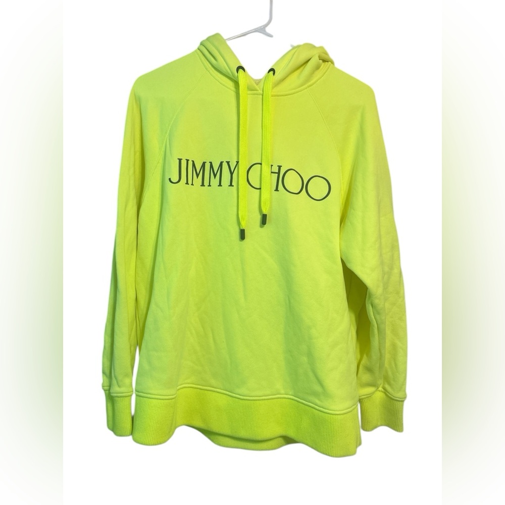 Jimmy Choo Neon Yellow Logo Hoodie | Rare Limited Edition | Size Small